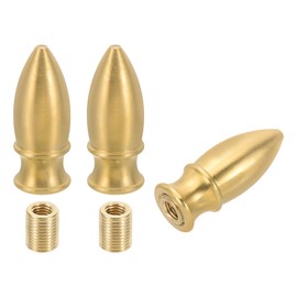 PATIKIL 16 x 40mm Lamp Finials Caps Knob, 3 Set Solid Brass Tip Lamp Shade Top Decoration Screw Cap Nuts with Brass Reducing Adapter for Table Lamps Floor Lamps