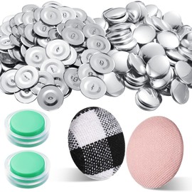 100 Sets Cover Buttons Kit with Tools Size Buttons to Cover Self Cover Buttons with Wire Backs DIY Fabric Cloth Cover Buttons (Size 45/1.1 Inch)