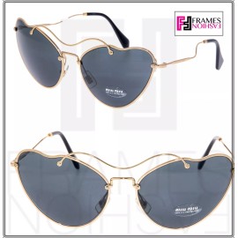 MIU MIU SCENIQUE Cat Eye 55R Black Gold Cat Eye Metal Sunglasses MU55RS