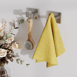 Ruacq Towel Hooks for Bathrooms, 2pcs Square Base Robe Hook, SUS 304 Stainless Steel Coat Hook Wall Mounted, Heavy Duty(Brushed Nickel)