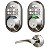 Veise Fingerprint Door Lock with 2 Handles Bundle, Matte Black