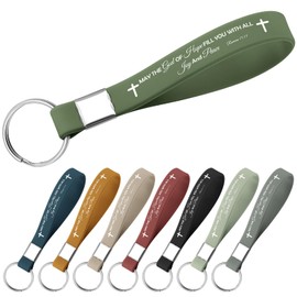 8 Pcs Christian Keychain Gifts Scripture Inspirational Religious Keychains Verses Religious Prayer Gifts for Women Men Students Coworkers Bible Verse Silicone Keyring Thanksgiving Graduation Gift