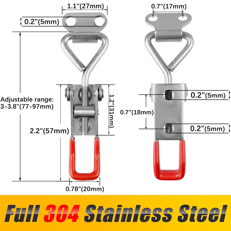 houya 4 Pack Toggle Latch Clamp 4001 Adjustable 304 Stainless