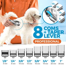 Full Metal Professional Dog Clippers for Grooming, Rechargeable, Low Noise Cordless, Pet Hair Clippers for Large Dogs, Heavy Duty Use with LED Display