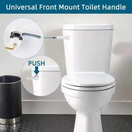 Hygie Rinse Metal Toilet Handle Lever Flush Replacement, Universal Front Mount Toilet Handle with Stainless Steel Flapper Chains, Toilet Repair Kit, White