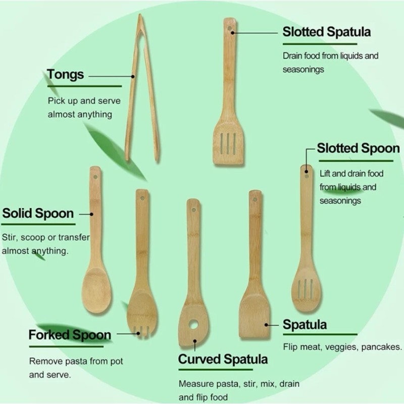 SHXWELL Spurtle Kitchen Tools Set Spatula Cooking Utensils 7 Piece