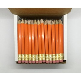 Half Pencils with Eraser - Golf, Classroom, Pew, Short, Mini, Small. Church, Non Toxic - Hexagon, Sharpened, 2 Pencil, Color - (Orange, Box of 72) Golf Pocket Pencils