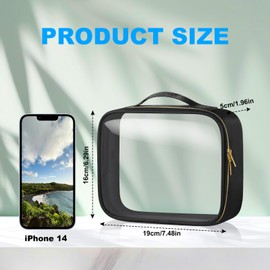 Aucuu 2 Pcs Clear Toiletries Bags, PVC Waterproof Pouch Bags, Portable Cosmetic Makeup Bags with Zippered, Wash Bag for Men, Women, Travel, Business, 19x16x5cm
