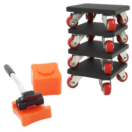 Furniture Transport Roller Set with 4 Transport Wheels and Furniture Lifter, 360° Rotating Heavy Duty Castors for Moving and Furniture Transport, Maximum Load 400 kg, Furniture Transport System for