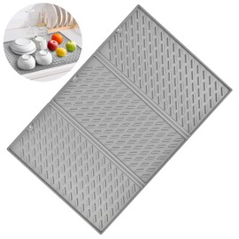 24"×16" Collapsible Trifold Silicone Dish Drying Mat | Extra-Large Kitchen Counter Mat | Heat-Resistant, BPA-Free | Multi-Purpose Drainer & Protector | Easy Clean & Foldable