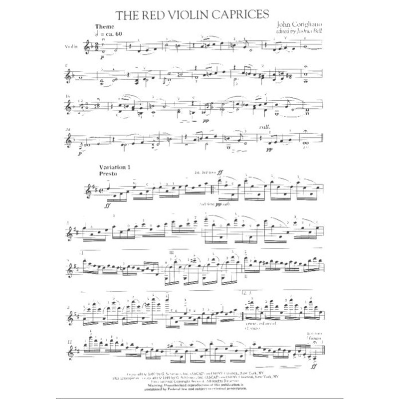 The Red Violin Caprices: for Solo Violin