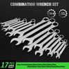 30-Piece Combination Wrench Set, Metric (6mm-24mm) & SAE (1''-1/4"), Standard