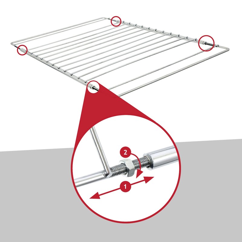 SPARES2GO Adjustable Extendable Grill Shelves with New Locking Nut for