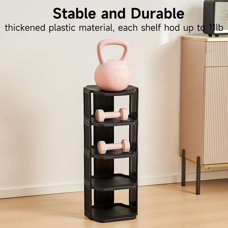 UFORU Small Shoe Rack, 7 Tier Plastic Vertical Shoe Rack