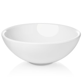 Miligoré 16" Round White Ceramic Vessel Sink - Modern Above Counter Bathroom Vanity Bowl