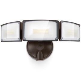 LUTEC 75W 8000 Lumen Floods Light Outdoor, Switch Controlled LED Security Lights with 3 Adjustable Heads, 5000K Daylight, IP65 Waterproof Exterior Flood Light for Outside Garage, Yard, Patio-Brown