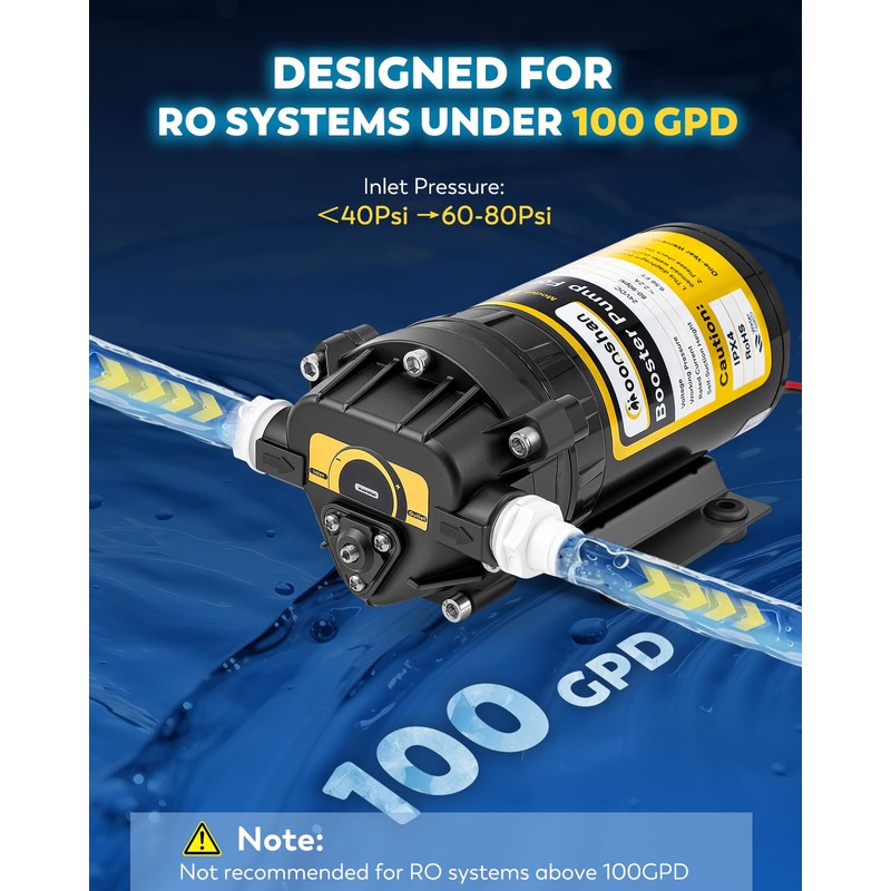 Moonshan 100GPD Booster Pump for RO System with Complete Kit