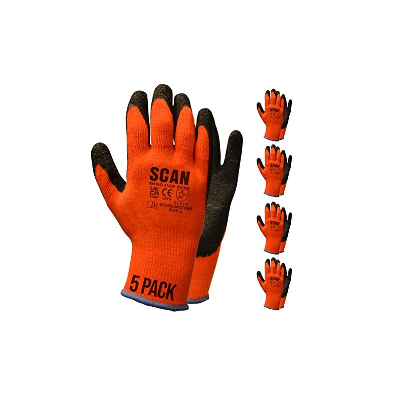 Scan SCAGLOKSTH5M Knitshell Thermal Latex Coated Gloves - Orange -