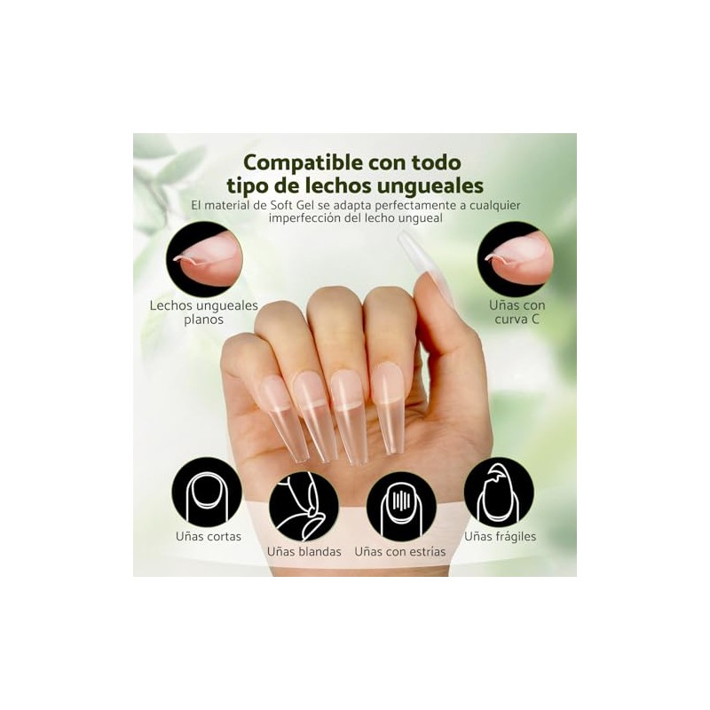 CHERIMOYA Soft Gel Tips para Uñas 512pcs, Tips para Uñas