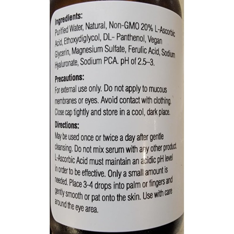 NuFountain® C20® Ferulic HAND CRAFTED C20 L-Ascorbic Acid Serum. Made