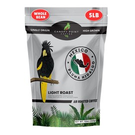 Canopy Point Coffee - Pluma Hidalgo Mexico Light Roast - 5lb Bag, Whole Bean, Gourmet Blonde Roast, Arabica Single Origin, Specialty Small Batch Air Roasted Coffee Beans, Bold not Bitter