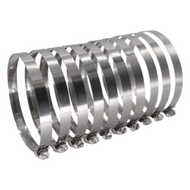 Roadformer 5" Worm Gear Hose Clamp - SAE 80 Size, Full Stainless Steel with 1/2" Band Working Range 116mm - 140mm Duct Clamp Pipe Clamp Worm Drive Hose Clamp Fuel Line Clamp (10 Pack, 116mm - 140mm)