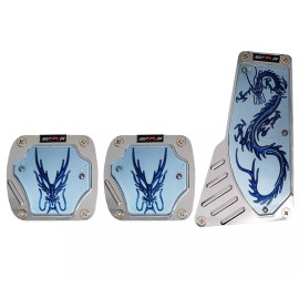 1clickautoacc 3 Pcs Blue Dragon Manual Car/Suv Gas Brake Foot Pedal Pads Covers Non Slip