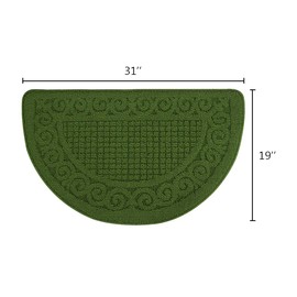 VANZAVANZU Kitchen Rugs, 2 Pack 31"x19" Kitchen Mats, Half Moon Round Kitchen Rugs Carpet, Designed in Latex Anti Skid Absorbent and Machine Washable for Kitchen Doorway Bathroom Floors (Dark Green)