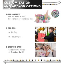 DolliBu Rainbow Lying Moose Stuffed Animal with Silver Cross and Personalization - Religious Baptism Gifts for Boys, Girls, Dedication Christening Gifts Plush Prayer Toy Healing Teddy - 9.5 Inch