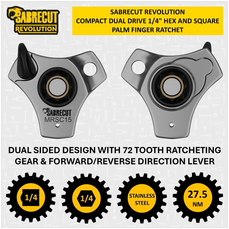 SabreCut 1 x MRSC15 Compact Dual Drive Palm Finger Ratchet