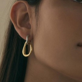 Wendalern Chunky Hoop Earrings Two Tone Gold Silver Hoop Earrings Paperclip Link Hoop Earrings Irregular Geometric Circle Dangle Earrings Party Prom Jewelry for Women