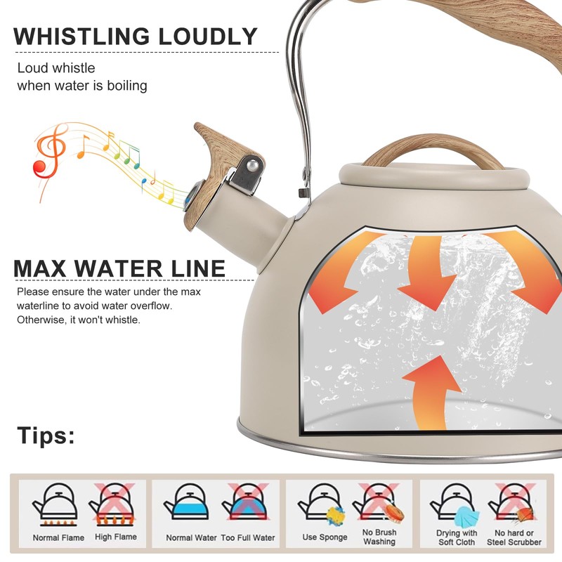 Tea Kettle, Vegoran 100 OZ / 3 Liter Whistling Tea