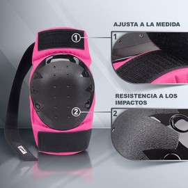Hirola Rodilleras, coderas y muñequeras para deportes y actividades al aire libre ajustables para patinaje, ciclismo y ejercicios | Accesorios de protección para deporte y ejercicios al aire libre (Rosa Chico)
