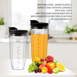 Blender Cups for Ninja, Blender Replacement Parts, 950ml Cup & 710ml Cup Blender Bottle Jar Blender Accessories for Ninja BL450, BL480, BL680, BL2012, BL2013, BN751, BN801, BN800, SS101