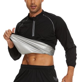 NINGMI Sauna Suit for Men Sauna Jacket Zipper Long Sleeves Sweat Sauna Suits Top Boxing Fitness Workout