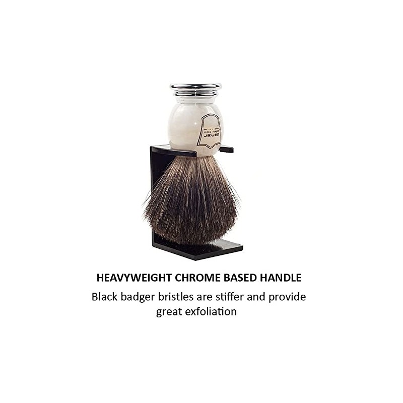 Parker Safety Razor 100% Black Badger Shaving Brush with Marble