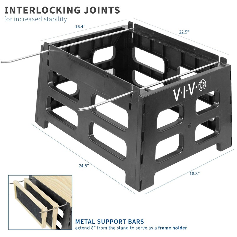 VIVO Black Plastic Beehive Stand for 10 Frame Langstroth Hives,