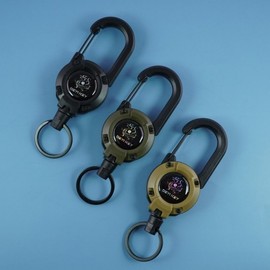 Reel holder carabiner camping mountaineering loop buckle military hook strap beige 2ea