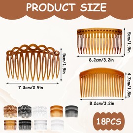 18 x Hair Combs, Black, White, Dark Brown, Achieve a Timeless Style