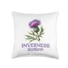 Inverness Scotland Watercolor Thistle Throw Pillow