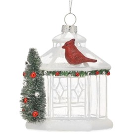 The Bridge Collection 4.5" Cardinal on Gazebo Ornament - Home for The Holidays - Christmas Tree Ornaments - Cardinal Christmas Ornaments - White Christmas Tree Ornaments