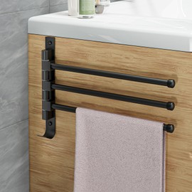 Towel Rail No Drilling 180° Swivel Towel Rail Wall Bathroom Accessories Towel Rail Black Towel Rail Bathroom Towel Rail No Drilling Black for Bathroom Kitchen