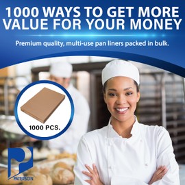 Paterson Paper 12" x 16" Half Size Unbleached Quilon Coated Reusable Baking Parchment Paper Sheets Bun/Sheet Pan Liners - 1000/Case - 425F - Non-Stick/Grease-Proof