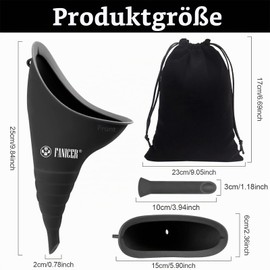 Tpubmity Reusable Urinella for Women, Pee Aid for Women with 1 Piece Pee Funnel, Portable Women's Urinal for Travel, Camping, Hiking (Black)