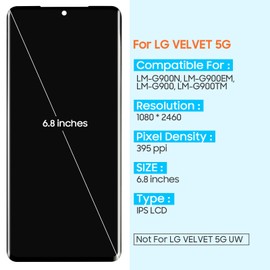 for LG Velvet 5G Screen Replacement - for LG Velvet 5G LCD Display Touch Screen for LG Velvet 5G G900 LM-G900 LM-G900N LCD Digitizer Glass Panel Assembly Repair Kits