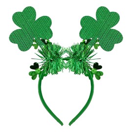 Needzo Little Top Hat St. Patrick's Sequin Headband, Green Hair Accessory With Clovers and Tulle for Holidays and Themed Parties, One Size Fits Most (Shamrock Bopper)