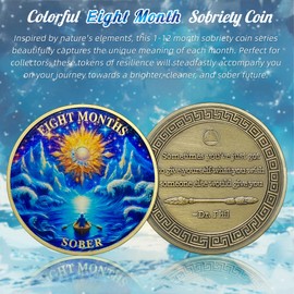Original Eight Month Sobriety Coin - Rowing Boat 8 Month AA Coins - Recovery Addiction NA AA Chips and Medallions - Celebrate Clean 1-12 Months Narcotics Alcoholics Anonymous Gifts for Men Women