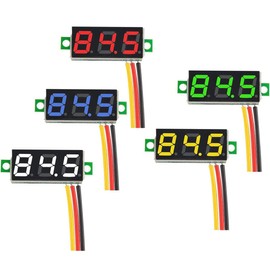 Greluma 5 Pcs 0.28 Inch Mini Digital DC Voltmeter Three Conductor 0V-100V Mini DC Voltmeter Voltage Tester - 5 Colors