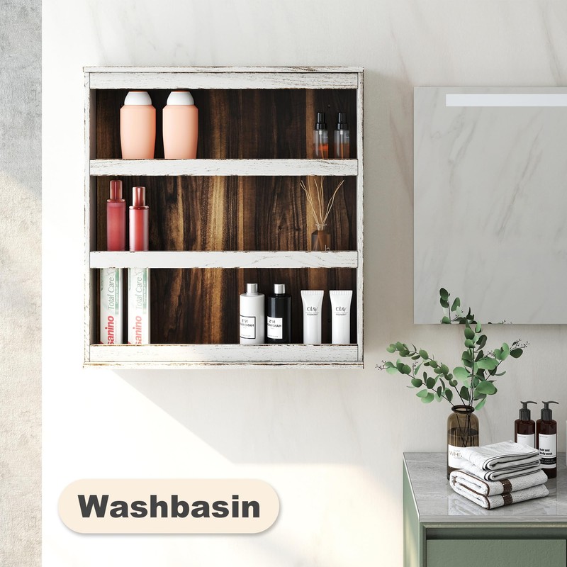 Nisorpa 3 Tier Spice Rack Wall Mount, Rustic Burnt Wood