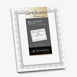 Premium Certificates (Set of 15) Color: White/Silver